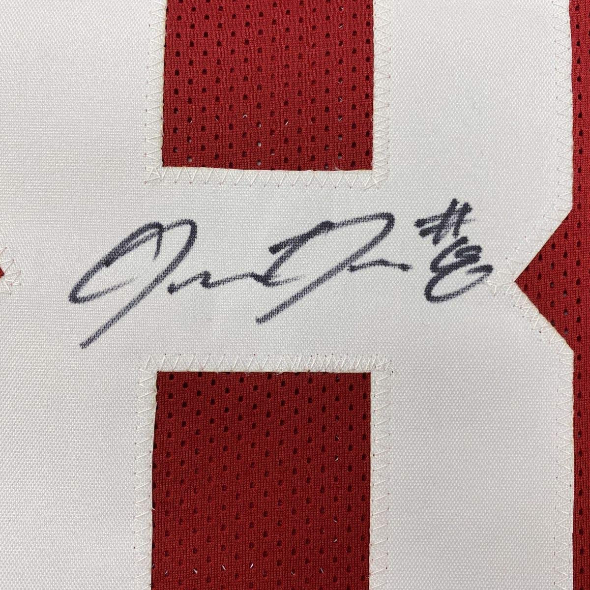 Autographed/Signed Josh Jacobs Alabama Red College Football Jersey Beckett BAS COA