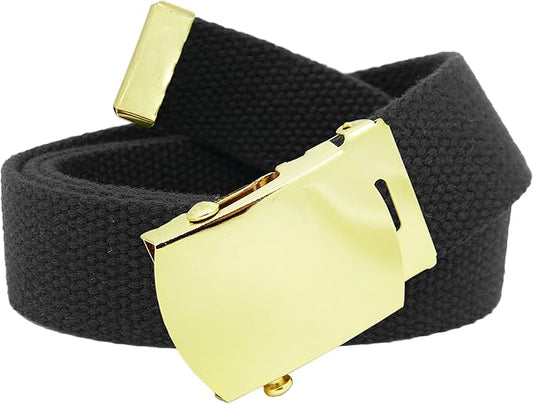 Build A Belt Boy's Classic Gold Slider 1.25" Wide Buckle with Canvas Web Belt