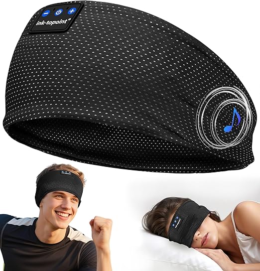 ink-topoint Sleep Headphones Bluetooth 5.4 Headphone, Wireless Sports Earphones with HD Stereo Speakers Breathable Sports Headband for Running, Yoga, Travel, Sleeping, Ideal Gifts for Men Women