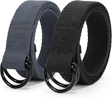 JASGOOD Boy's Canvas Belt Kids Football Belt with Double D-ring Buckle