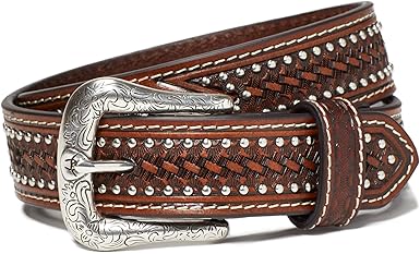 ARIAT Kids' Studded Basket Weave Belt Brown