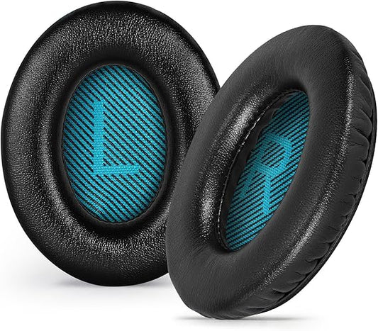 Aurivor Replacement Ear-Pads for Bose Quiet-Comfort QC 35 (ii) 25 15 2 Headphones, Tear-Proof Cushion for QC35 (ii) AE2 QC25 QC15 QC2 SoundTrue/SoundLink AE2i / AE2w Around-Ear Headphones (Black)