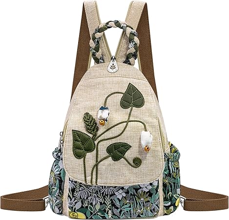 Small Backpack Purse for Women, Hand-Woven Sling Bag, Women's Mini Hippie Boho Cute Sling Backpack, Campanula