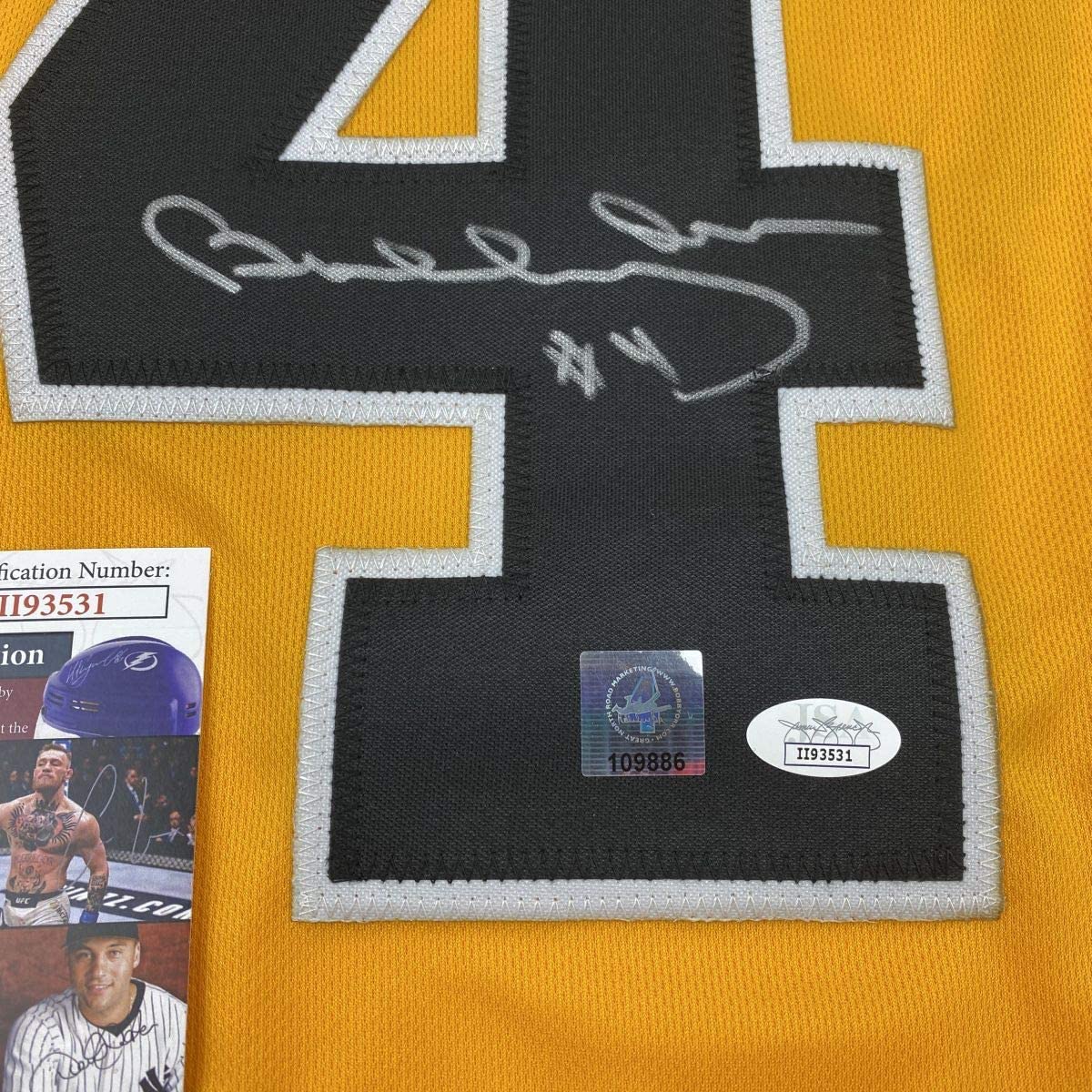 Framed Autographed/Signed Bobby Orr 35x39 Boston Yellow Hockey Jersey JSA & GNR COA