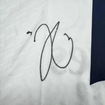 Framed Autographed/Signed Jude Bellingham 35x39 Real Madrid White Soccer Jersey Beckett BAS COA