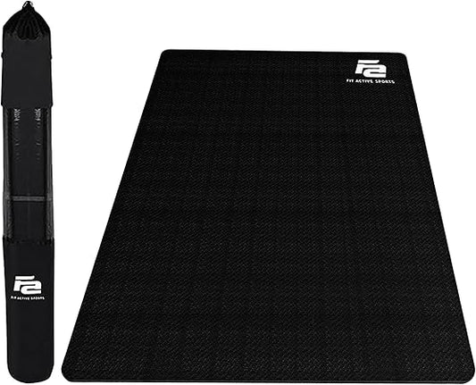 Fit Active Sports Large Exercise Mat 6' x 4' x 8mm Non-Slip Extra Wide Workout Mat for Home Gym, Cardio, Yoga, Floor Fitness, MMA, Plyo, and Jump Rope | Shoe Friendly Black
