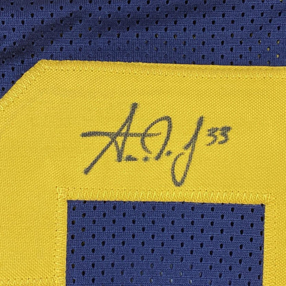Autographed/Signed Aaron Jones Green Bay Retro Blue Football Jersey Beckett BAS COA
