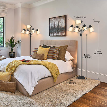 FOLKSMATE LED Floor Lamp, Medusa Multi Head Modern Tall, Rustic Black