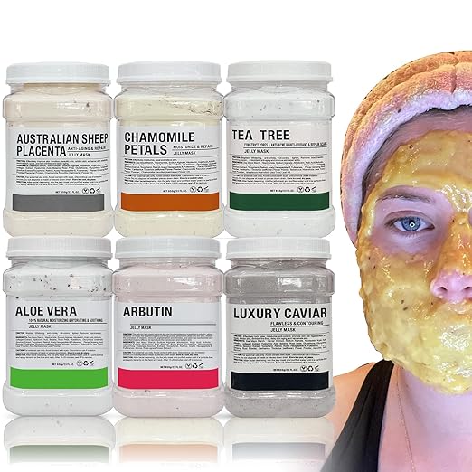Jelly Mask for Facials Professional, Jelly Mask Powder for Face, Modeling Mask Powder, Estheticians Supplies Beauty Salon Spa Face Mask Skin Care, 23Fl Oz (6 Pack)