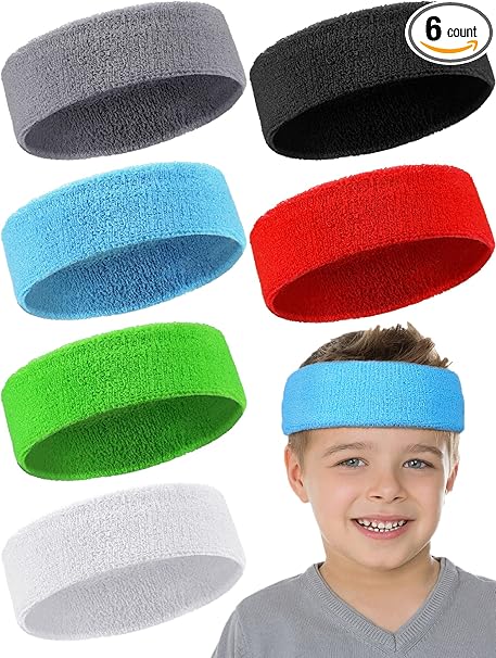 Kids Boys Headbands Sweat Headbands Colorful Toddle Athletic Headbands Sweatband Forehead Sweatband Basketball Soccer Headband for Children Over 5 Years Old (6)