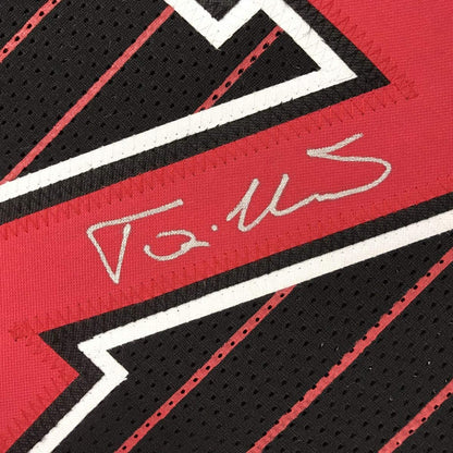 Autographed/Signed Toni Kukoc Chicago Black Pinstripe Basketball Jersey Beckett BAS COA