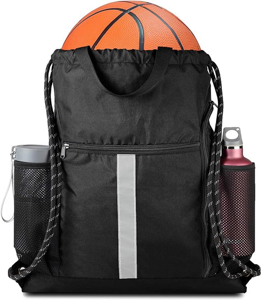 BeeGreen Drawstring Backpack Sports Gym Bag With Shoe Compartment and Two Water Bottle Holder äó_