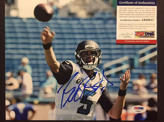 Autographed/Signed Blake Bortles Jacksonville Jaguars 8x10 Football Photo PSA/DNA COA