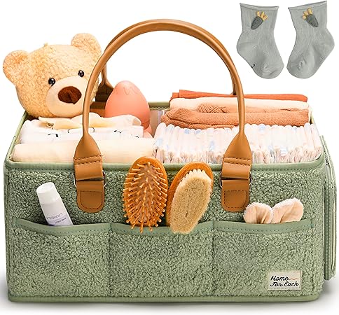 Baby Diaper Caddy Organizer with Handle, Diaper Bag Tote, Baby Organizers and Storage Diaper Organizer for Nursery Decor and Nursery Organization, Baby Basket, Diaper Bag organizer, Car Diaper Caddy