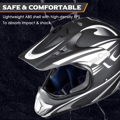 AHR Adult Offroad Dirt Bike Helmet Motocross ATV Dirtbike Outdoor BMX MX Full Face Motorcycle Helmet DOT Approved