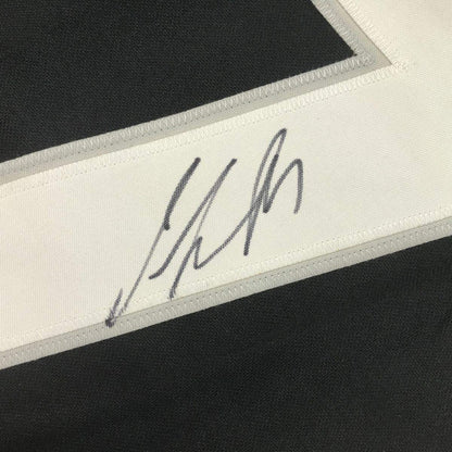 Framed Autographed/Signed Jeff Carter 35x39 Los Angeles LA Black Hockey Jersey Beckett BAS COA