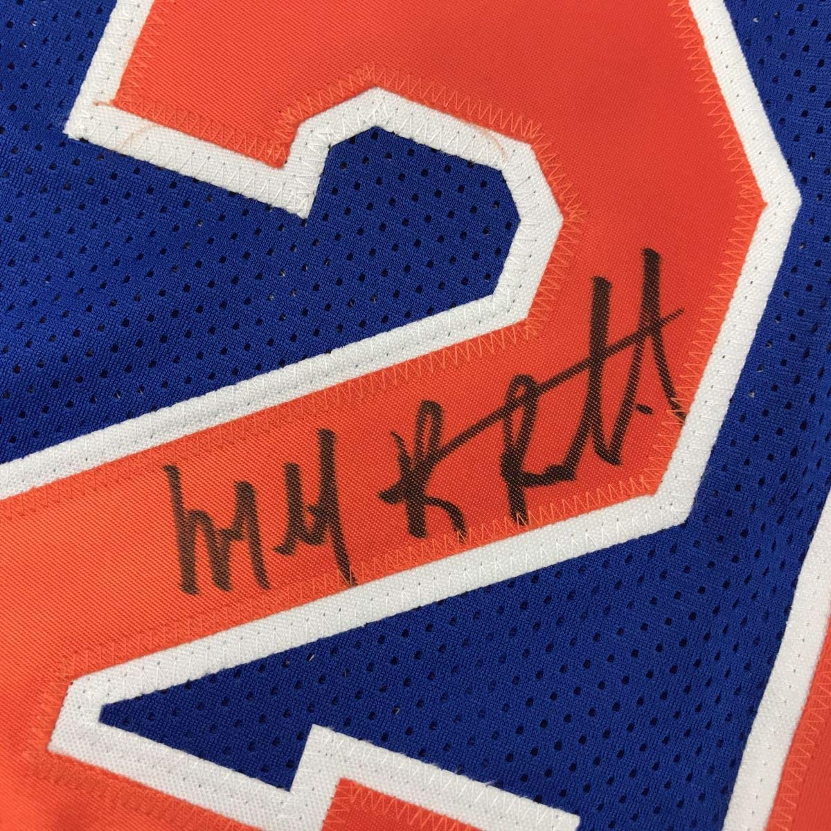 Autographed/Signed Micheal Ray Richardson New York Royal Blue Basketball Jersey PSA/DNA COA