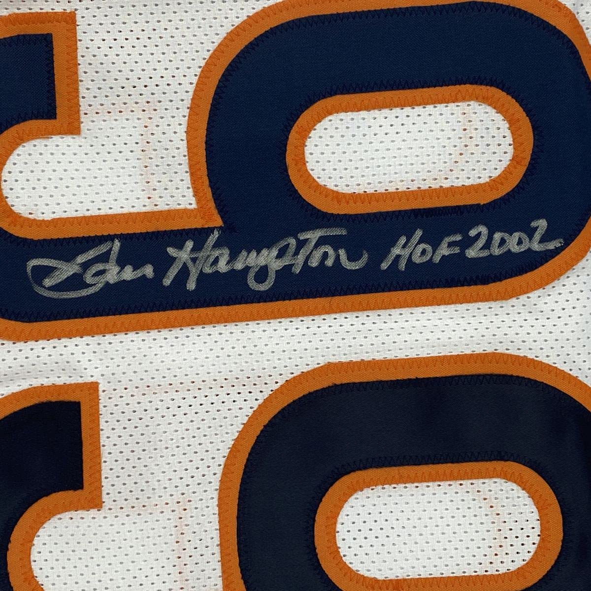 Autographed/Signed Dan Hampton HOF 2002 Chicago White Football Jersey JSA COA