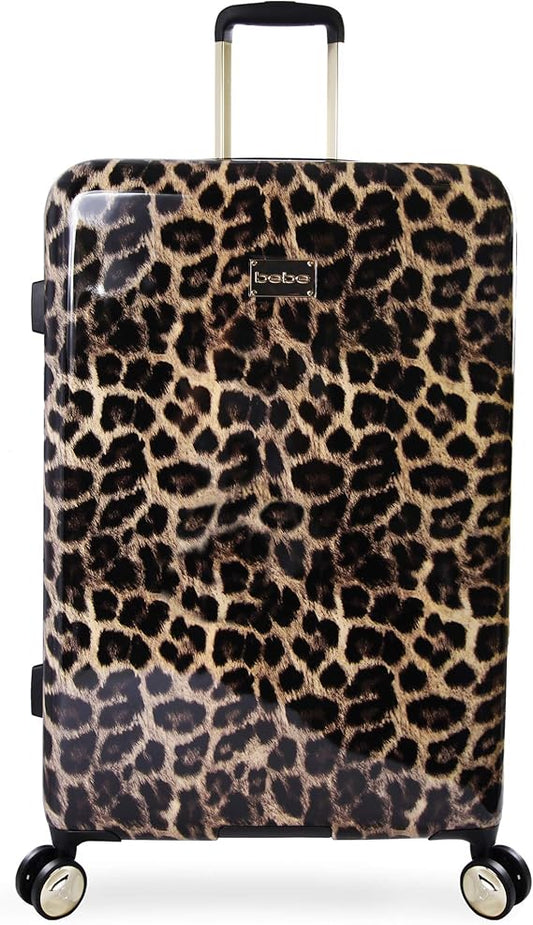 BEBE Women's Luggage Adriana 29" Hardside Check in Spinner, Leopard, One Size