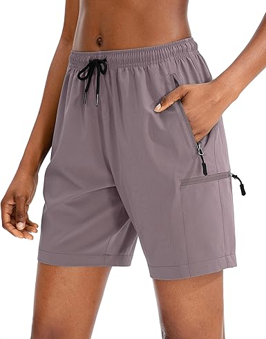 SANTINY Women's 5''/ 7''/9'' Hiking Cargo Shorts Quick Dry Lightweight Summer Shorts for Women Athletic Golf Zipper Pockets