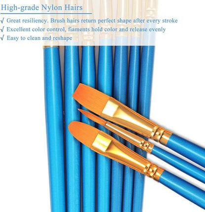 BUNDLE - 3 FolkArt Acrylic Metallic Gold & Silver Paint w/ 20 Bosobo Brushes