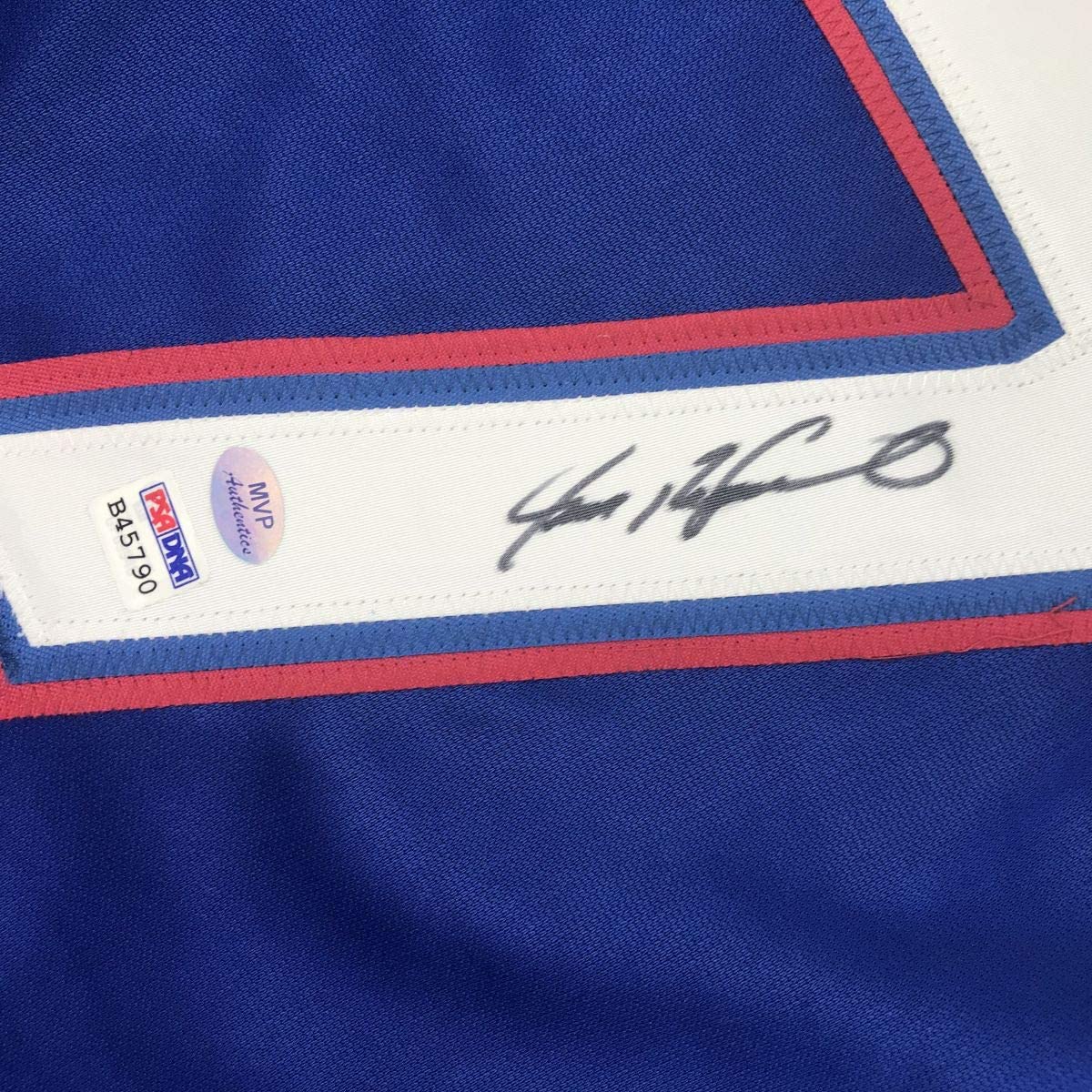 Autographed/Signed Ivan Pudge Rodriguez Texas Blue Baseball Jersey PSA/DNA COA Holo Only