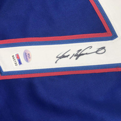 Autographed/Signed Ivan Pudge Rodriguez Texas Blue Baseball Jersey PSA/DNA COA Holo Only