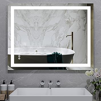 ANTEN 36" X 28" LED Mirror for Bathroom, Anti-Fog Bathroom Vanity Mirror with Lights, Shatter-Proof, 3000-6000K, Stepless Dimmable LED Vanity Mirror, Bathroom Mirrors for Wall