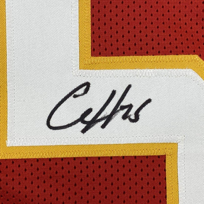 Autographed/Signed Clyde Edwards-Helaire Kansas City Red Football Jersey Beckett BAS COA