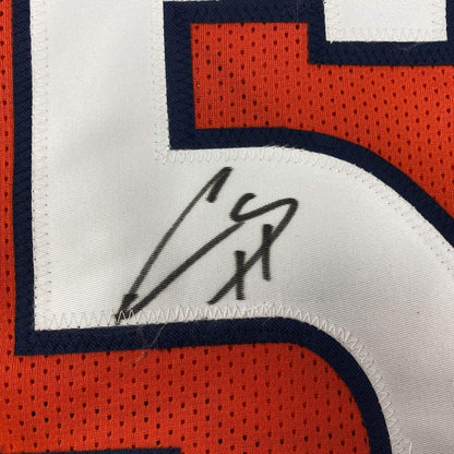 Framed Autographed/Signed Chris Harris Jr. 35x39 Denver Orange Football Jersey Beckett BAS COA