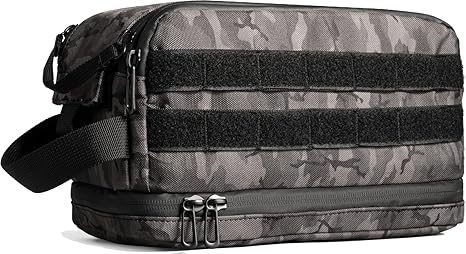 Dinictis Toiletry Bag For Men, Travel Toiletry Bag, Shower Bag, Hygiene Bag, Dopp Kit, Shaving Kit, Small Tactical Bag, EDC Military Molle Pouch- Black Camo