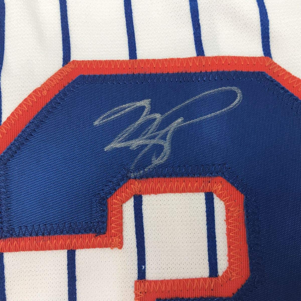 Autographed/Signed Mike Piazza New York NY Pinstripe Baseball Jersey Beckett BAS COA
