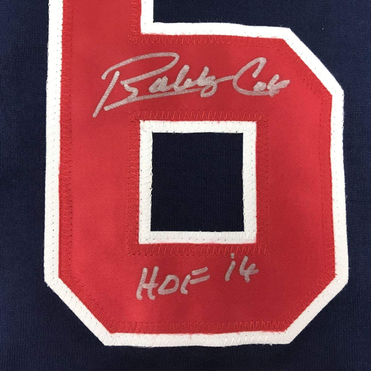 Autographed/Signed Bobby Cox HOF 14 Atlanta Blue Baseball Jersey JSA COA