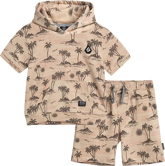 Volcom Boys' Activewear Set - 2 Piece French Terry Pullover Hoodie Sweatshirt and Active Sweat Shorts for Boys (18M-7)