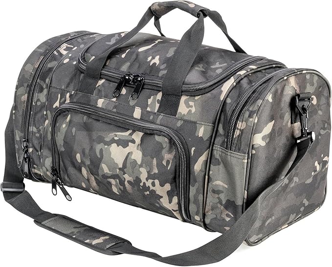 Gym Bag Duffle Bags for Men Women with Shoes Compartment Sport Weekend Travel Overnight Carry On Bag for Tactical Military Travel Work Out Bags (BlackCamo)