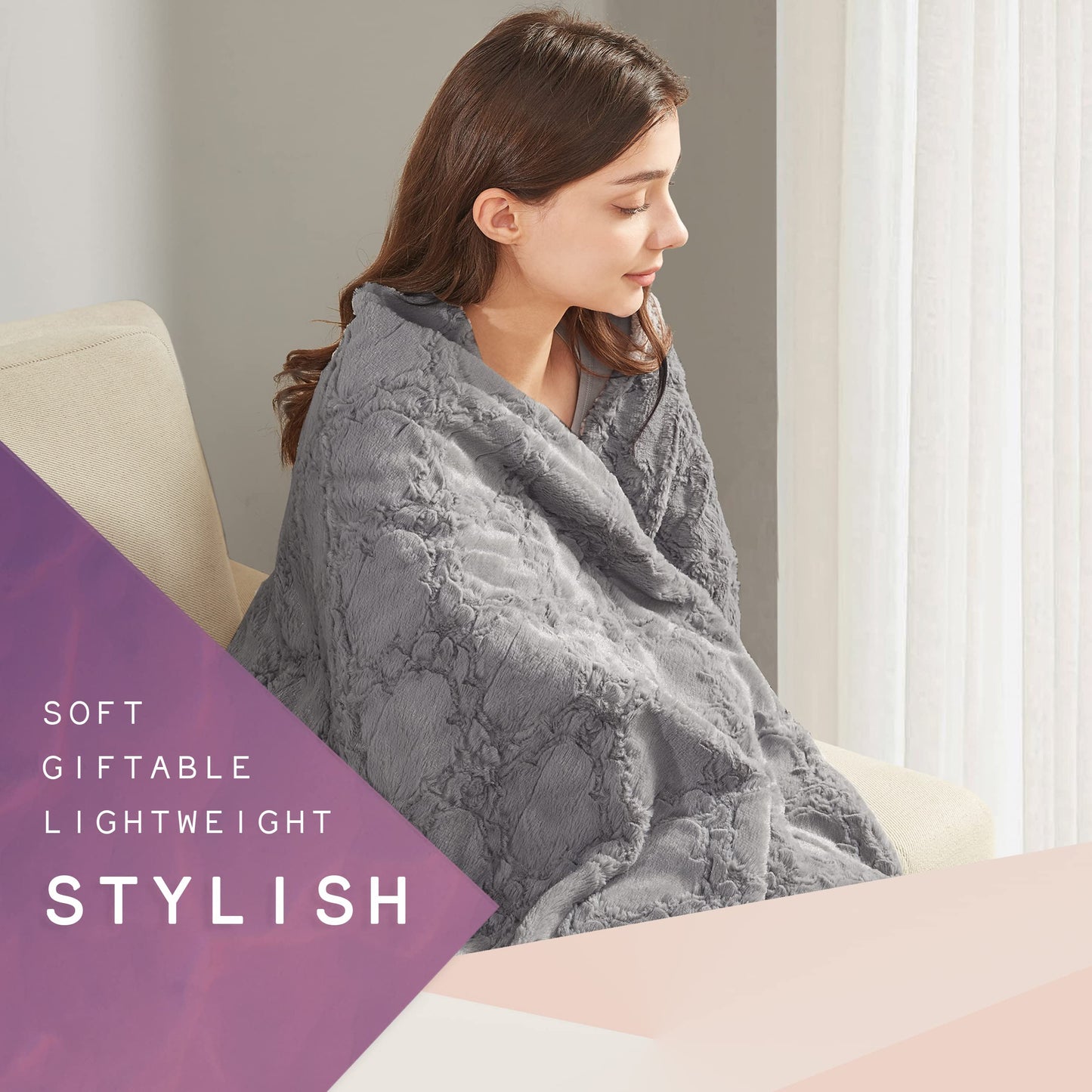 Hyde Lane Luxury Heated Electric Blanket Throw 60x70 Sherpa Reverse 3 Heat Setti