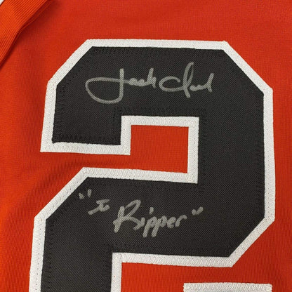 Autographed/Signed Jack Clark The Ripper San Francisco Orange Baseball Jersey JSA COA