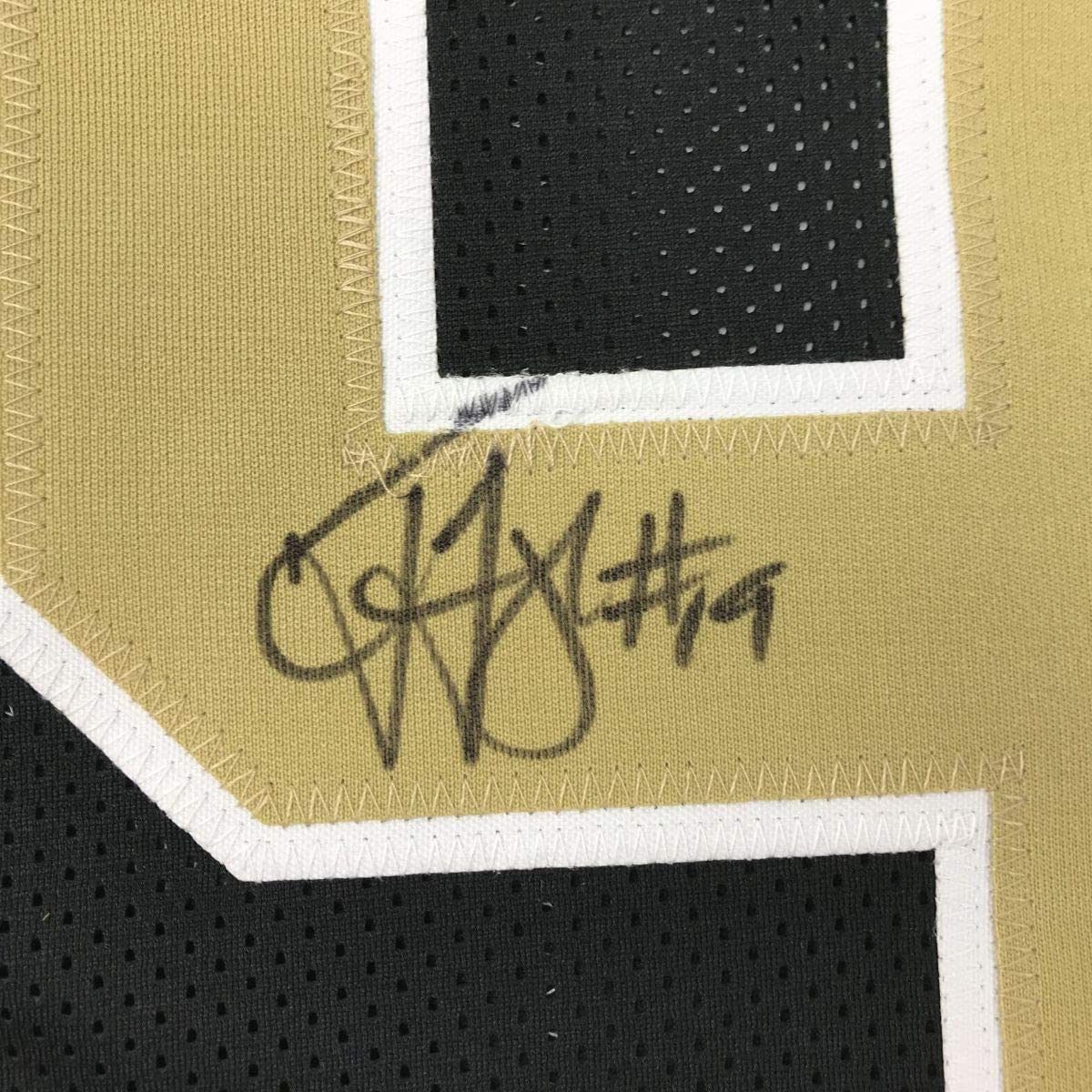 Autographed/Signed Ted Ginn Jr. New Orleans Black Football Jersey JSA COA