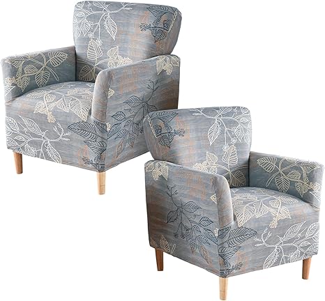 Banquet Armchair Slipcovers Printed Chair Covers Armchair 2-Piece Stretch Chair Covers for Living Room Nonslip Outdoor Armchair Slipcover Kids Pets Friendly Furniture Protector 01
