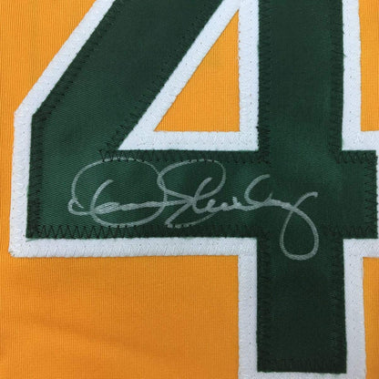 Autographed/Signed Dennis Eckersley Oakland Yellow Baseball Jersey JSA COA