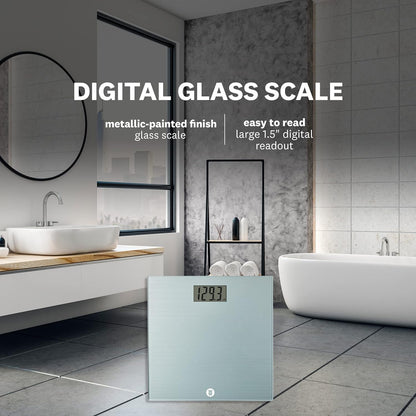 Weight Watchers Scales by Conair Bathroom Scale for Body Weight, Easy To Read Scale, Glass Body Scale Measures Weight Up to 400 Lbs. in Chic Glass