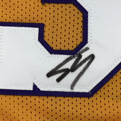 Autographed/Signed Shaquille Shaq O'Neal Los Angeles LA Yellow Basketball Jersey Beckett BAS COA