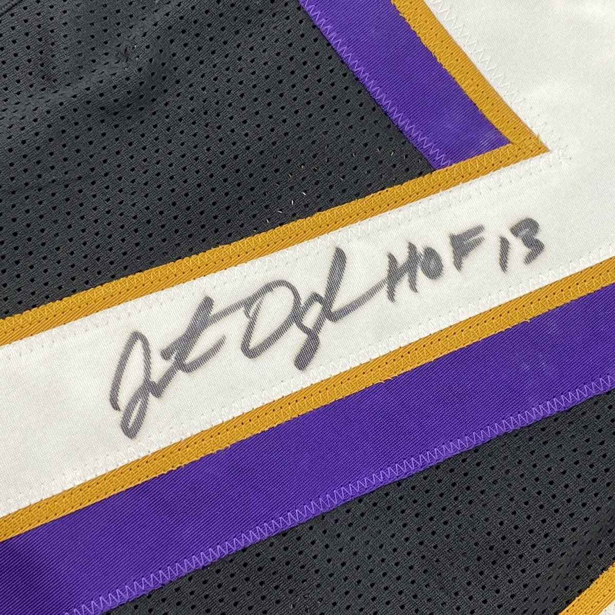 Autographed/Signed Jonathan Ogden HOF 13 Baltimore Black Football Jersey JSA COA