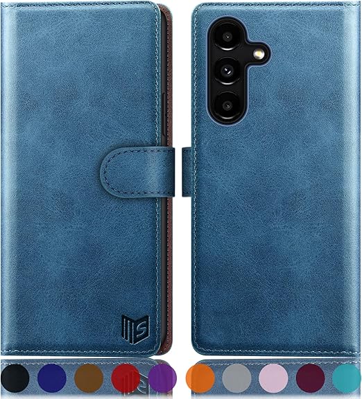 SUANPOT for Samsung Galaxy S24 5G Wallet case with RFID Blocking Credit Card Holder, Flip Book PU Leather Protective Cover Women Men for Samsung S24 Phone case Sky Blue
