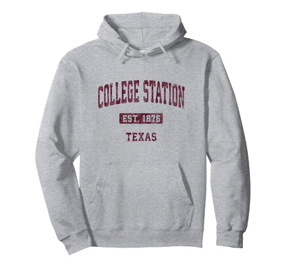 College Station Texas Tx Athletic Sports Hoodie - Novelty Apparel Unisex
