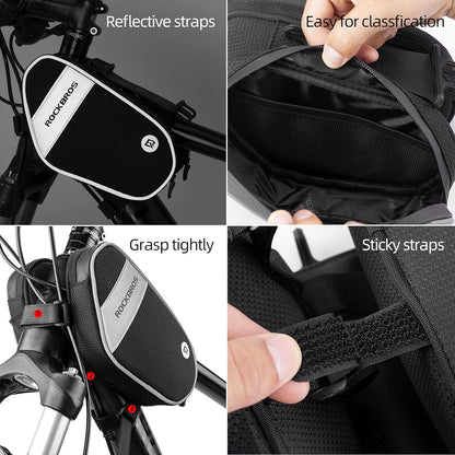 ROCKBROS Bike Front Frame Bag Top Tube Bike Phone Mount Bag Waterproof
