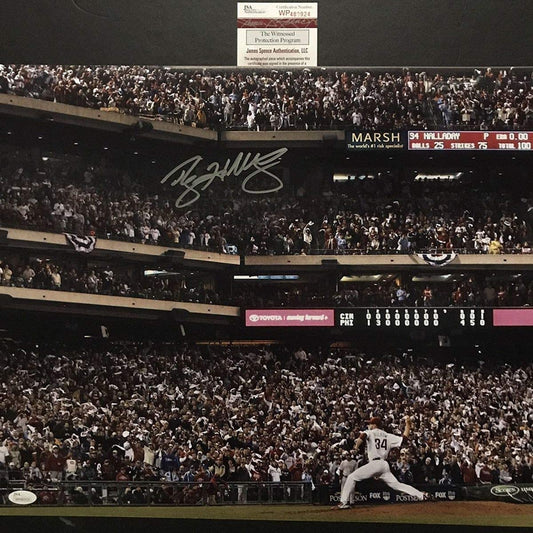 Autographed/Signed Roy Halladay NLDS No Hitter 10/6/2010 Philadelphia Phillies 16x20 Baseball Photo JSA COA