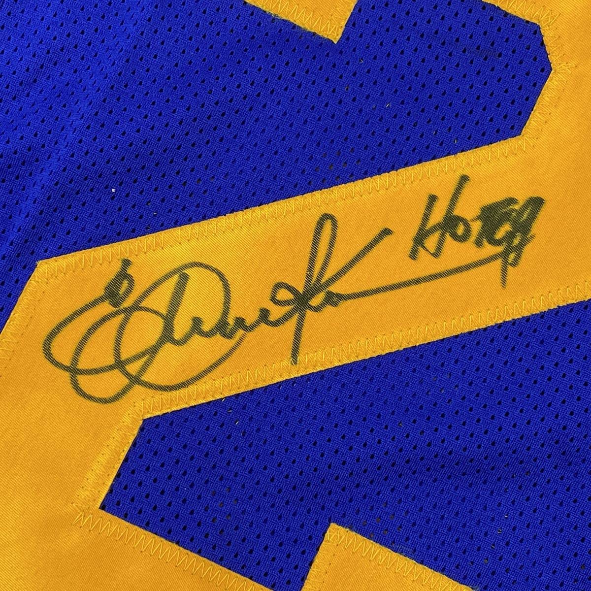 Autographed/Signed Eric Dickerson HOF 99 Los Angeles LA Blue Football Jersey Beckett BAS COA