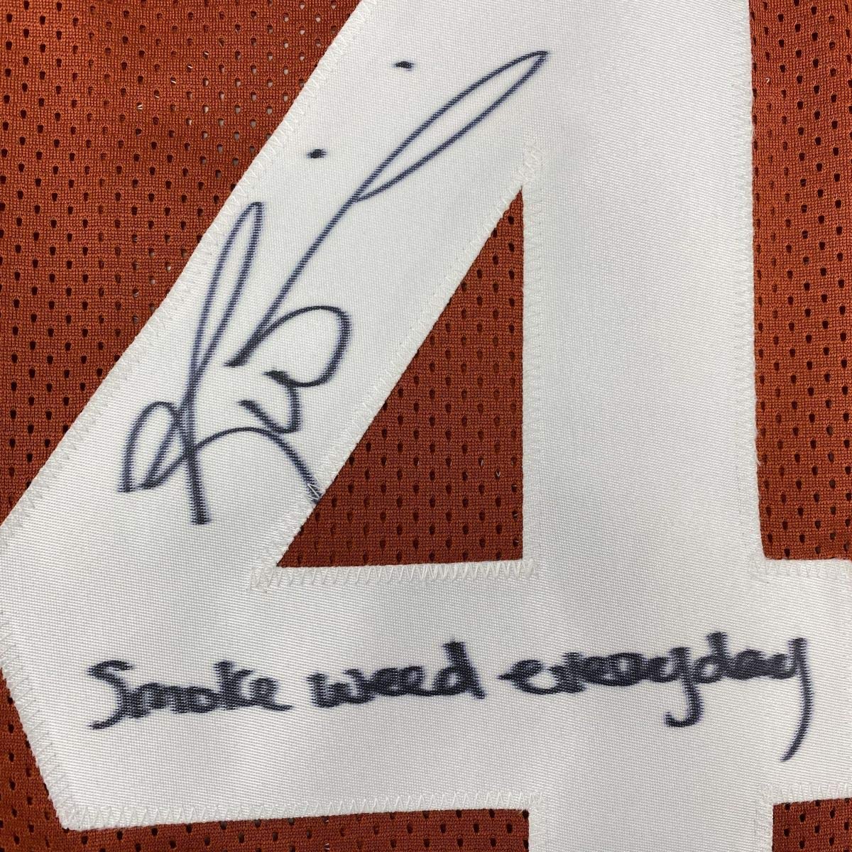 Autographed/Signed Ricky Williams Smoke Weed Everyday Inscription Texas Orange College Football Jersey JSA COA