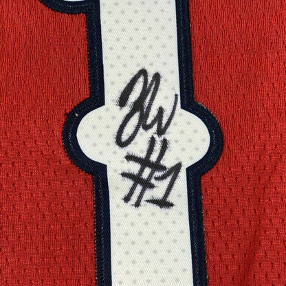 Framed Autographed/Signed Zion Williamson 35x39 New Orleans Red Basketball Jersey PSA/DNA COA